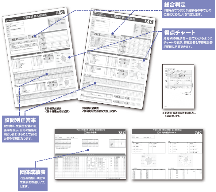 成績表のサンプル画像